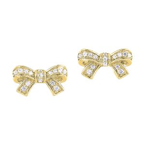 10K YG 1/7 ct. tw. Diamond Bow Stud Earring