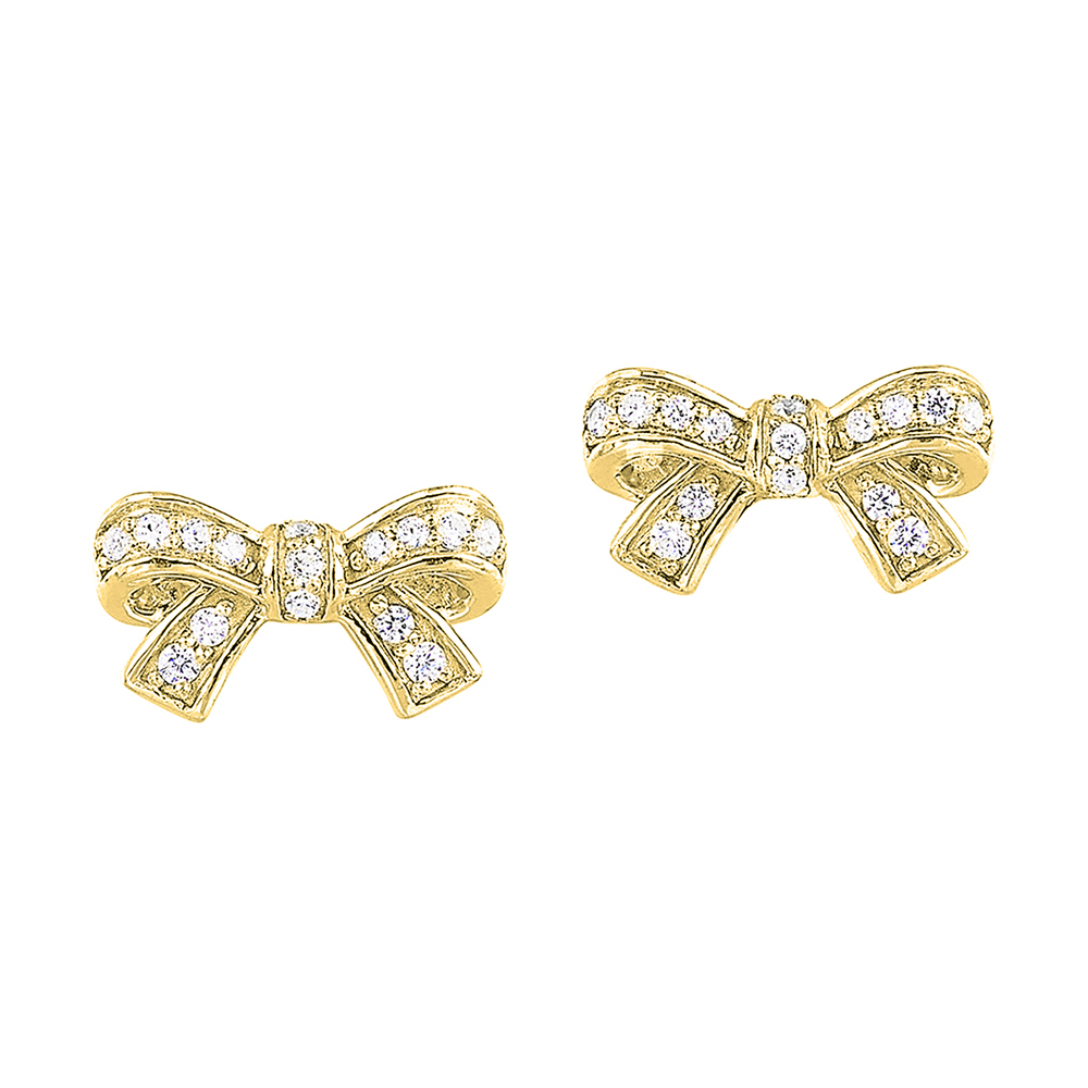 10K YG 1/7 ct. tw. Diamond Bow Stud Earring