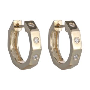 14K YG 1/8 ct. tw. Diamond Flush Set Hoop Earring