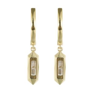14K YG 1/10 ct. tw. Diamond Baguette Dangle Earring