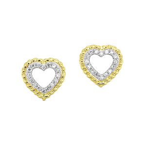14K YG 1/20 ct. tw. Diamond Rope Heart Stud Earring