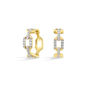 14K YG 1/3 ct. tw. Diamond Link Hoop Earring