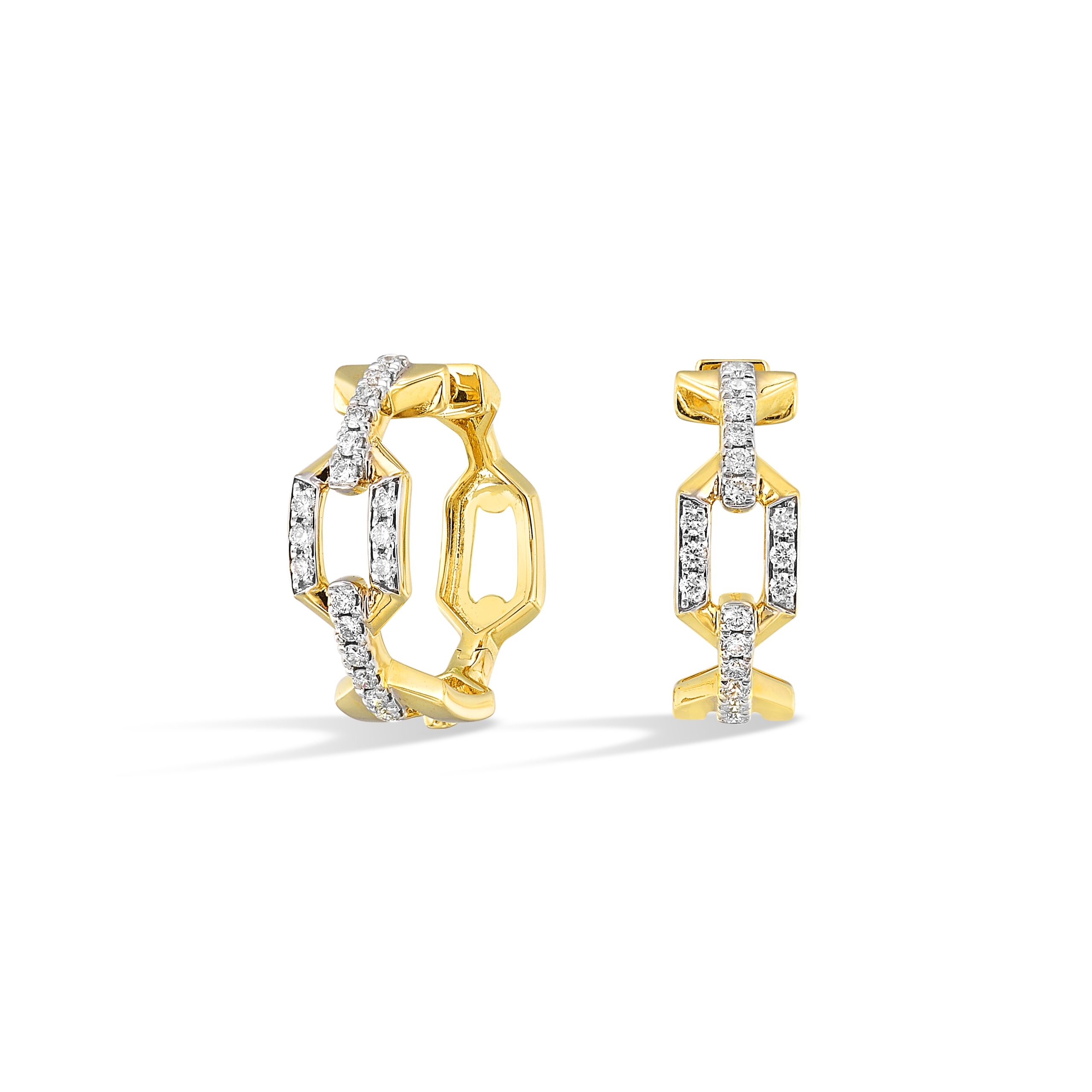 14K YG 1/3 ct. tw. Diamond Link Hoop Earring