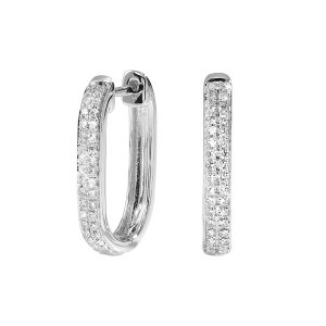 14K WG 1/7 ct. tw. Diamond Pave Hoop Earring