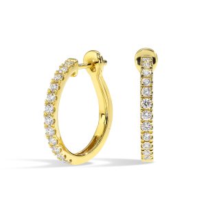 14K YG 3/8 ct. tw. Diamond Hoop Earring