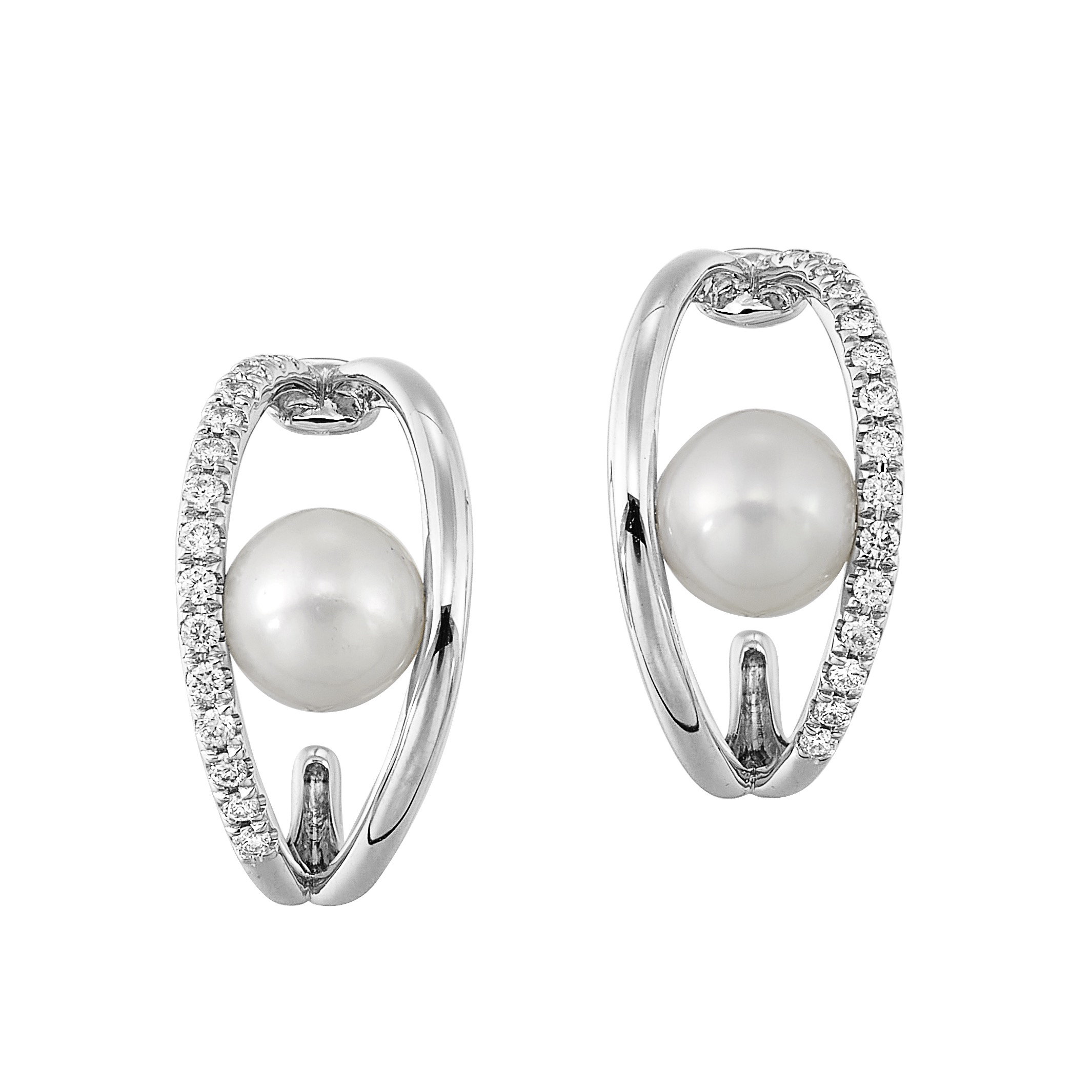 14K WG 1/5 ct. tw. Diamond Pearl Earring
