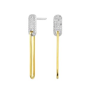 14K WYG 1/7 ct. tw. Diamond Mixed Metal Long Earring