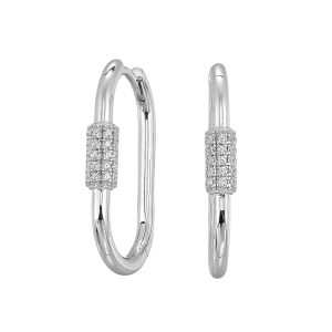Silver Pave Hoop Earring