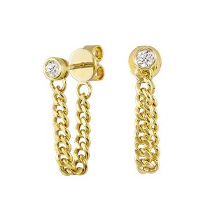 14K YG 1/6 ct. tw. Diamond Cuban Chain Earring