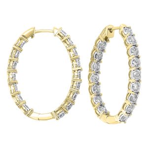 14K YG 2 ct. tw. Diamond Inside Out Hoop Earring