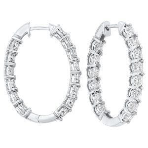 14K WG 1 ct. tw. Diamond Inside Out Hoop Earring