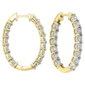 14K YG 1 ct. tw. Diamond Inside Out Hoop Earring