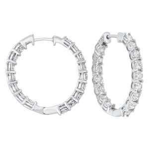 14K WG 1 7/8 ct. tw. Diamond Inside Out Hoop Earring