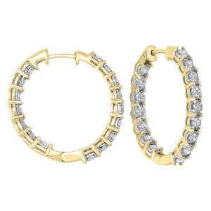 14K YG 1 7/8 ct. tw. Diamond Inside Out Hoop Earring
