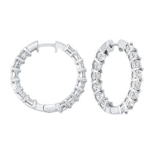 14K WG 1 ct. tw. Diamond Inside Out Hoop Earring