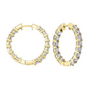 14K YG 1 ct. tw. Diamond Inside Out Hoop Earring
