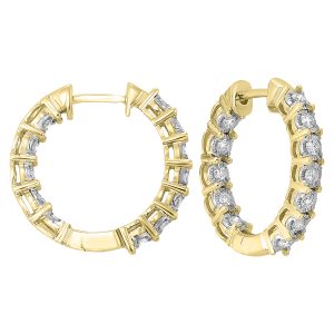 14K YG 1/2 ct. tw. Diamond Inside Out Hoop Earring