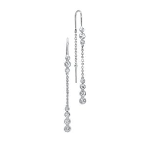 14K WG 1/2 ct. tw. Diamond Bezel Threader Earring