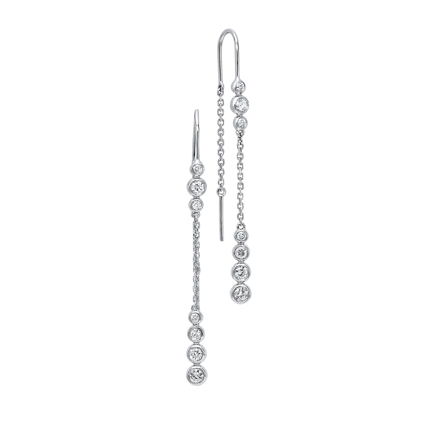 14K WG 1/2 ct. tw. Diamond Bezel Threader Earring