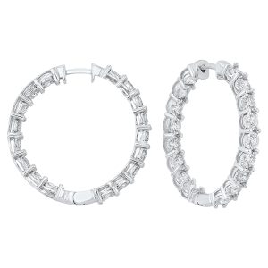 14K WG 3 ct. tw. Diamond Inside Out Hoop Earring