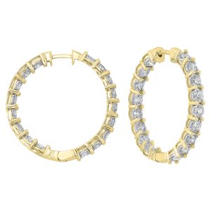 14K YG 3 ct. tw. Diamond Inside Out Hoop Earring