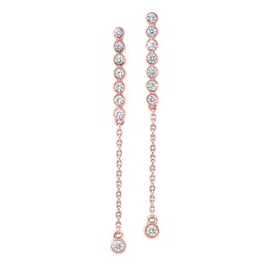 14K RG 1/5 ct. tw. Diamond Bezel Chain Dangle Earring