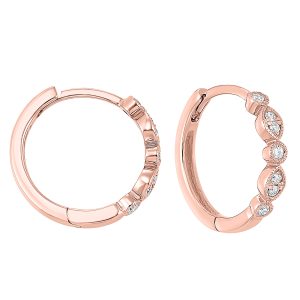 14K RG 1/7 ct. tw. Diamond Hoop Earring