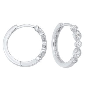 14K WG 1/7 ct. tw. Diamond Hoop Earring