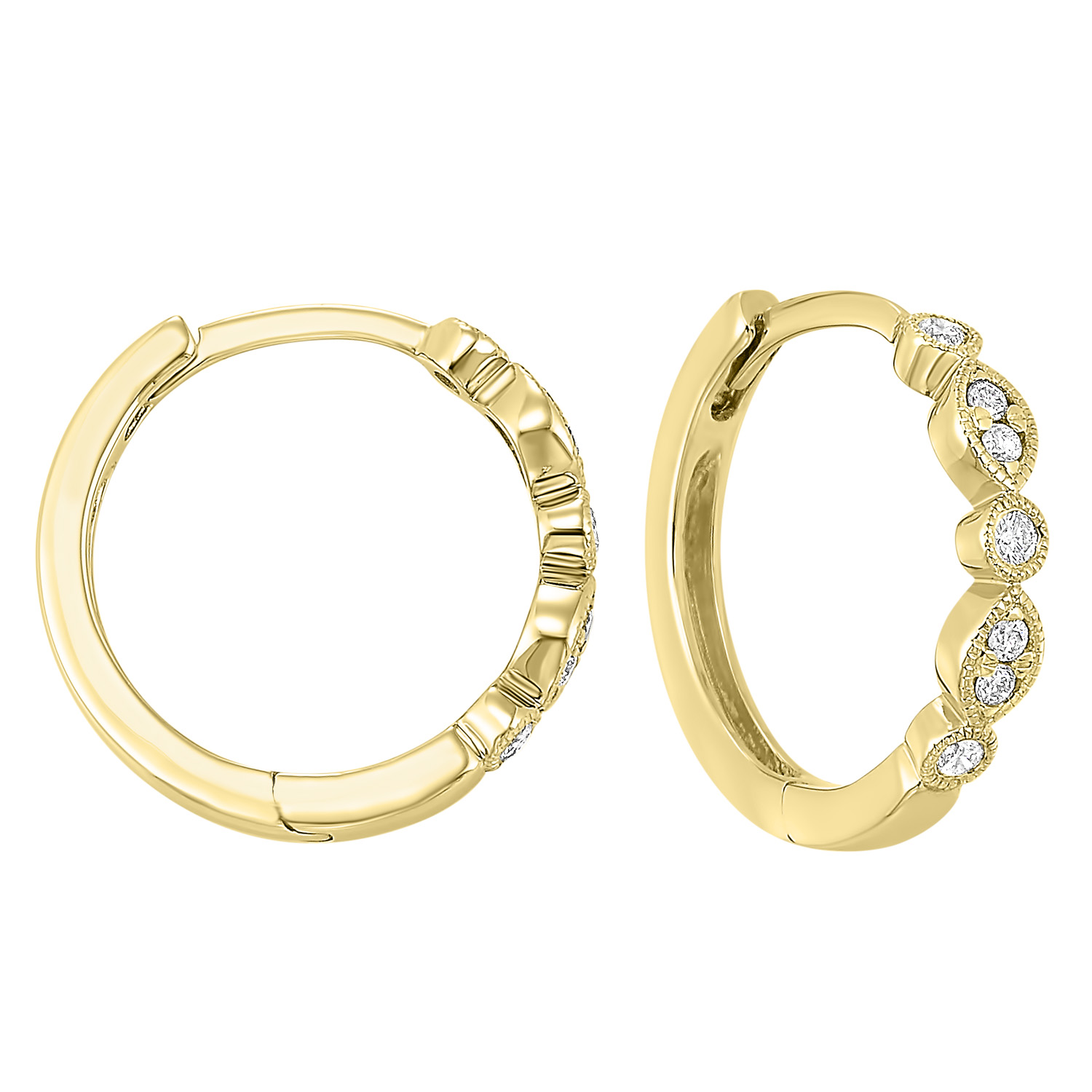 10K YG 1/6 ct. tw. Diamond Hoop Earring