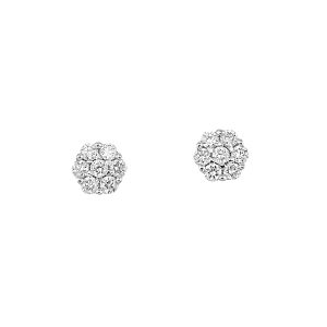 14K WG 1/10 ct. tw. Diamond Seven Stone Cluster Stud Earring