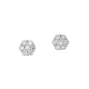 14K WG 1/7 ct. tw. Diamond Seven Stone Cluster Stud Earring