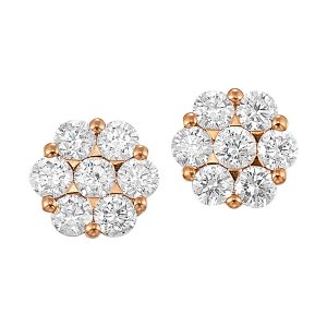 14K YG 1/3 ct. tw. Diamond Seven Stone Cluster Stud Earring