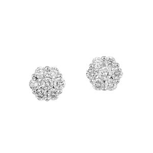 14K WG 1/3 ct. tw. Diamond Seven Stone Cluster Stud Earring