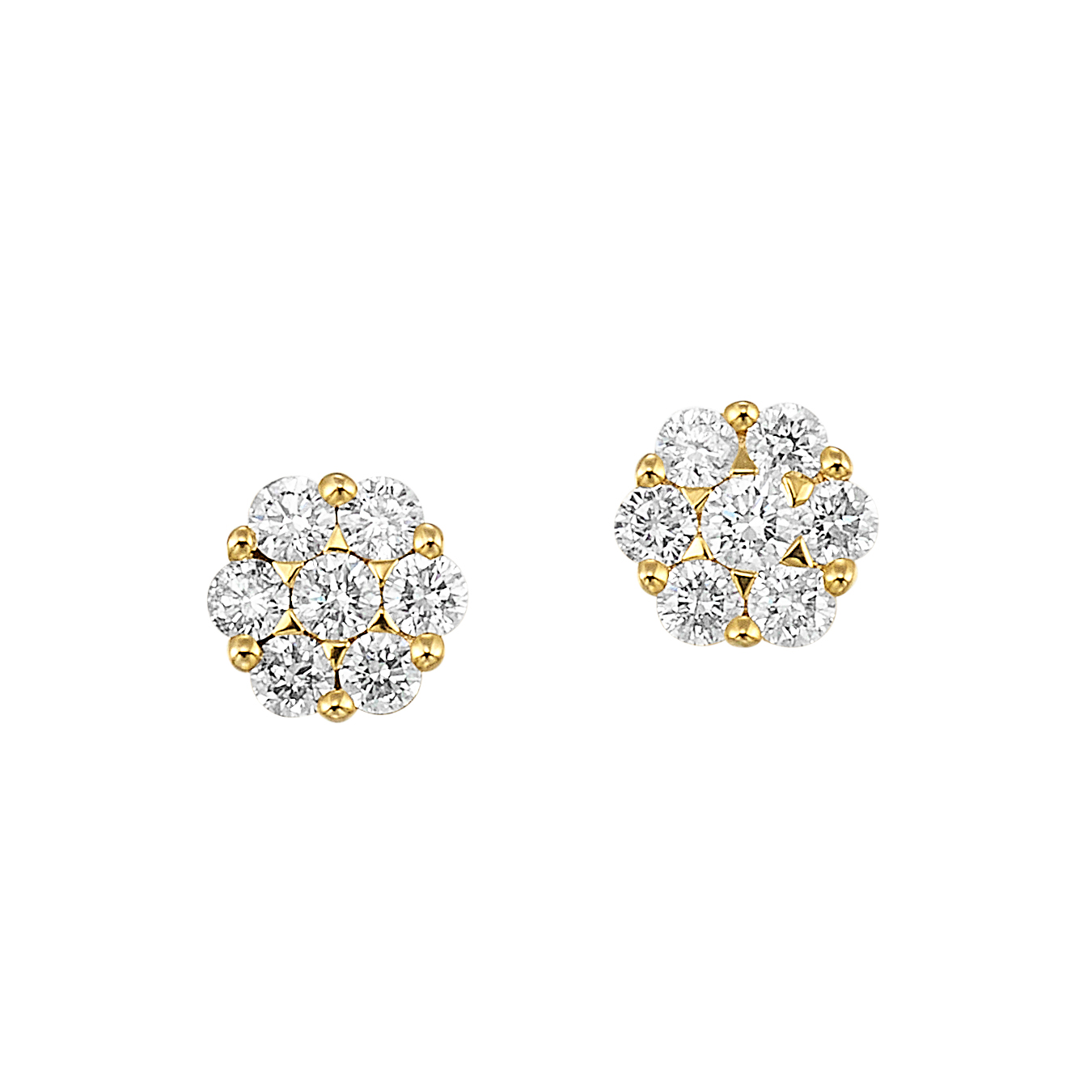 14K YG 1/3 ct. tw. Diamond Seven Stone Cluster Stud Earring