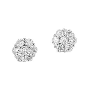 14K WG 1/2 ct. tw. Diamond Seven Stone Cluster Stud Earring