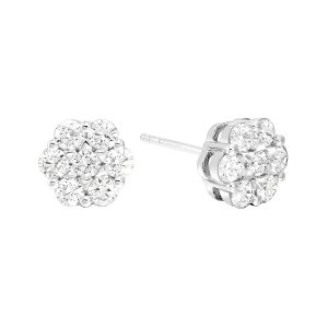 14K WG 3/4 ct. tw. Diamond Seven Stone Cluster Stud Earring