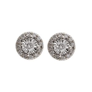 14K WG 1/10 ct. tw. Diamond Halo Stud Earring