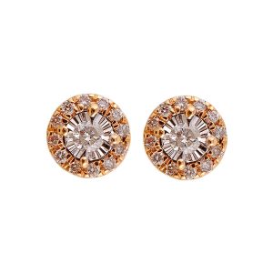 14K YG 1/10 ct. tw. Diamond Halo Stud Earring