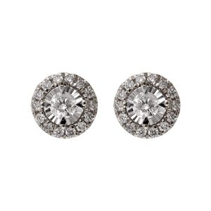 14K WG 1/6 ct. tw. Diamond Halo Stud Earring