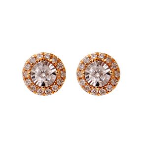14K YG 1/6 ct. tw. Diamond Halo Stud Earring