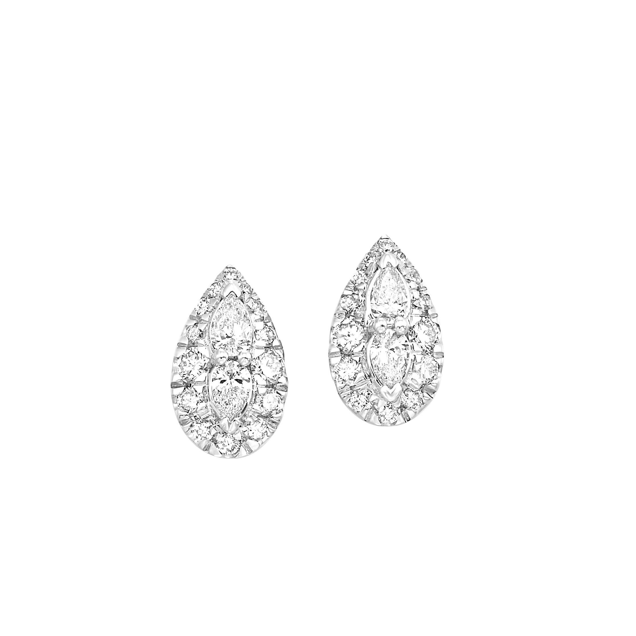 14K WG 1/2 ct. tw. Diamond Two Stone Composite Earring
