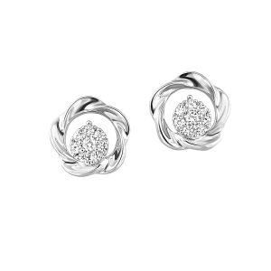 Silver 1/8 ct. tw. Diamond Composite Twisted Stud Earring