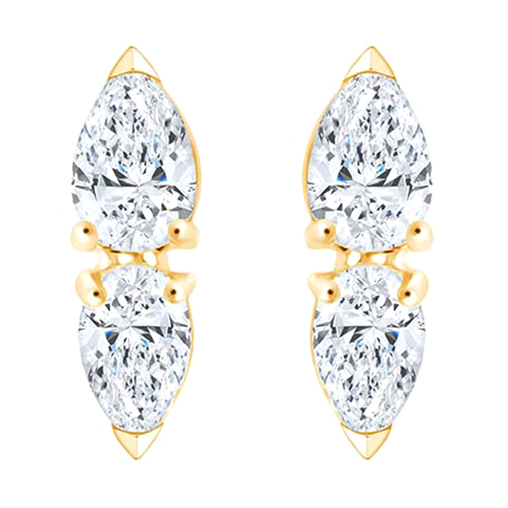 10K YG 1/3 ct. tw. Pear Cut Diamond Two Stone Stud Earring