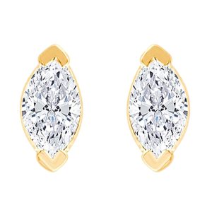 10K YG 1/10 ct. tw. Marquise Cut Diamond Solitaire Stud Earring