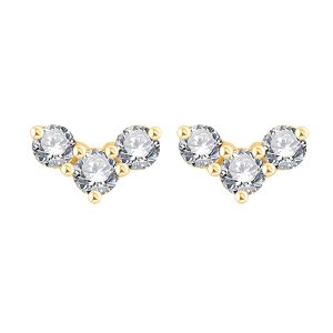 10K YG 1/8 ct. tw. Diamond Three Stone Stud Earring
