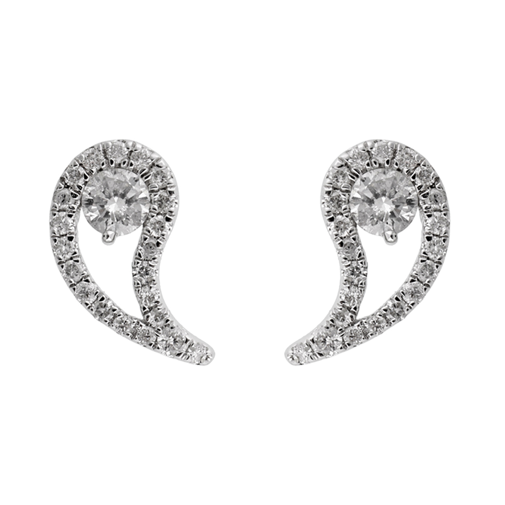 14K WG 1/5 ct. tw. Diamond Fashion Stud Earring