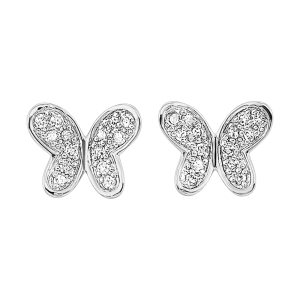 10K WG 1/12 ct. tw. Diamond Pave Butterfly Stud Earring