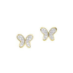 10K YG 1/12 ct. tw. Diamond Pave Butterfly Stud Earring