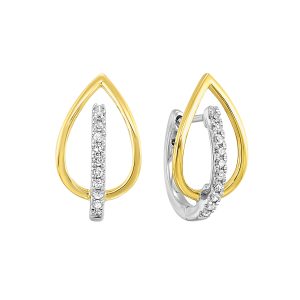10K WYG 1/8 ct. tw. Diamond Mixed Metal Hoop Earring