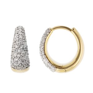 14K YG 3/4 ct. tw. Diamond Pave Hoop Earring